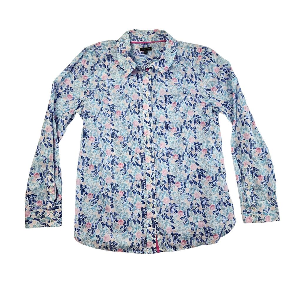Talbots Women's Button Down Long Sleeve Light Weight Size Med Floral Pattern